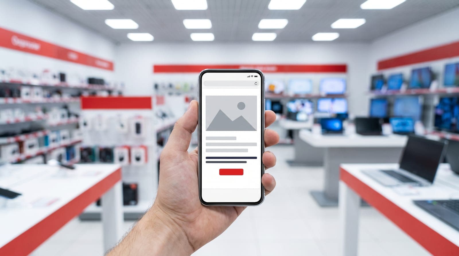 Mağazada telefon ekranında açılan sigorta teklifi